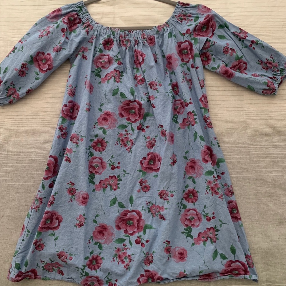 Denim Colored Floral Dress